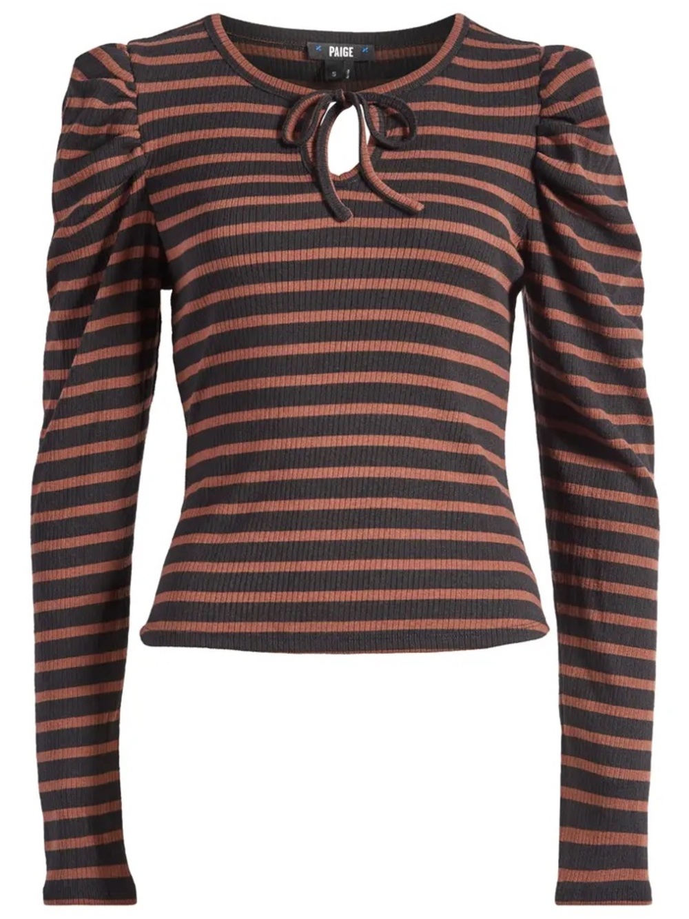 Paige | Lorna Ribbed Brown and Black Ribbed Top | Small